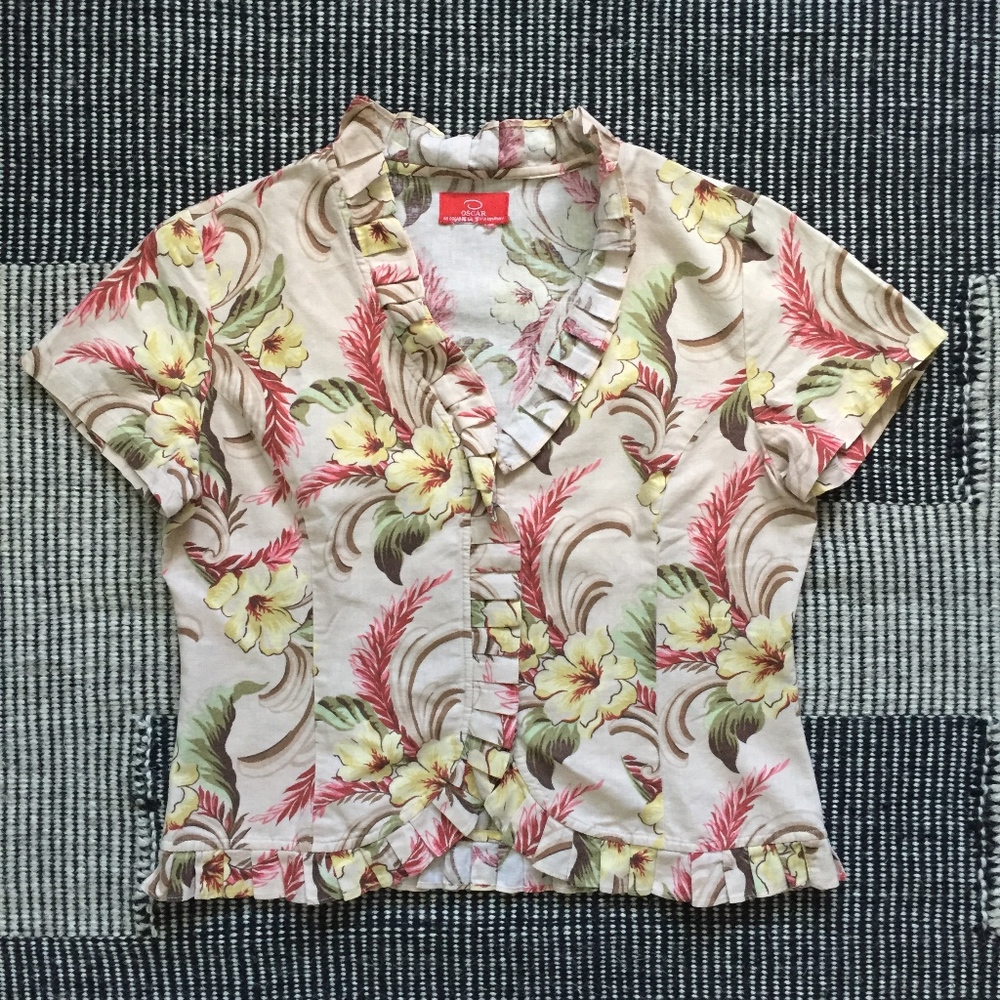 RARE! Vintage Oscar Oscar de la Renta Floral Top